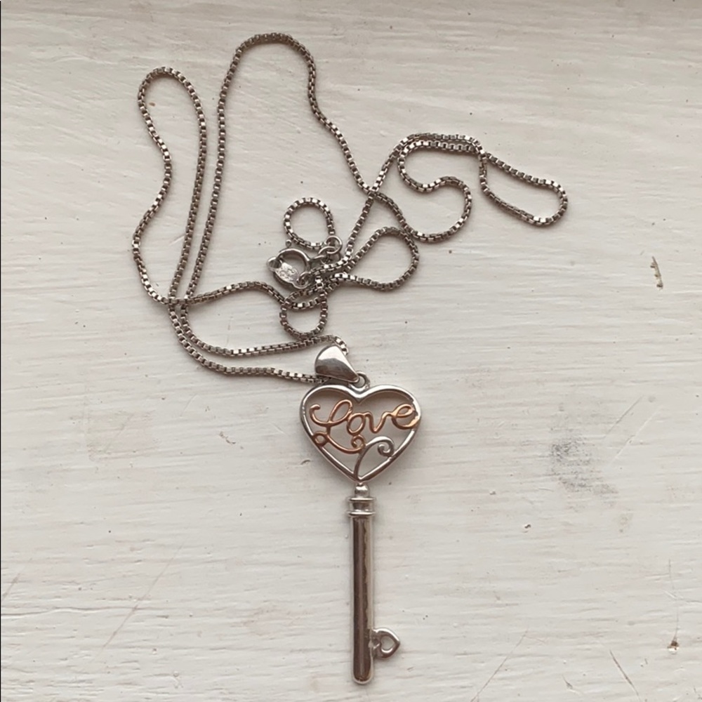 love heart key necklace